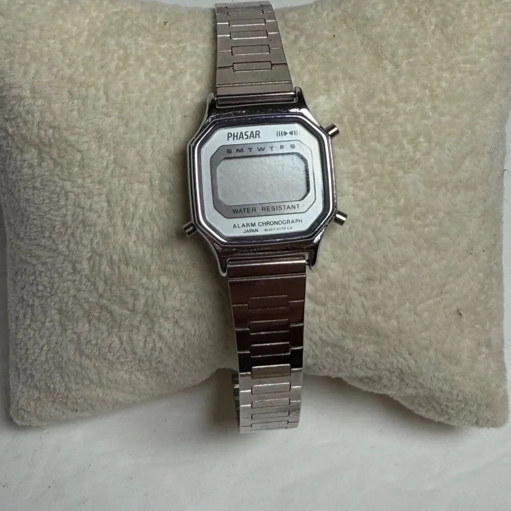 Vintage Phasar W207-5170 Digital Alarm Chronograph Watch Japan Parts Repair